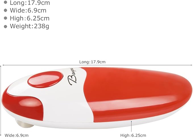 Kitchen Automatic Safety Cordless One Tin Touch Electric Can Opener&Bangrui Professional Electric Can Opener.One-touch switch .Smooth can edge.Being friendly to left-hander and arthritics! (Red)