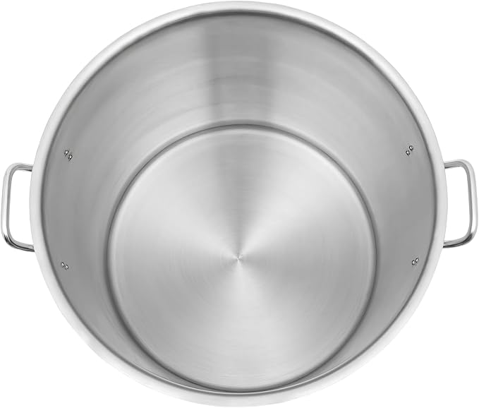 Stainless Steel Stockpot, 100 Quart Large Cooking Pots, Cookware Sauce Pot with Lid, Heavy Duty Commercial Kitchen Grade Stock Pot for Soup, Stew & Sauce, Riveted Silicone Handle