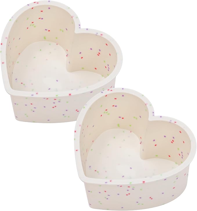 4 Inch Mini Heart Shaped Cake Pans, Cream, Set of 2 | Nonstick, Easy to Clean, BPA-free, Heat Resistant up to 446℉, Oven Safe, Dishwasher safe, for Baking