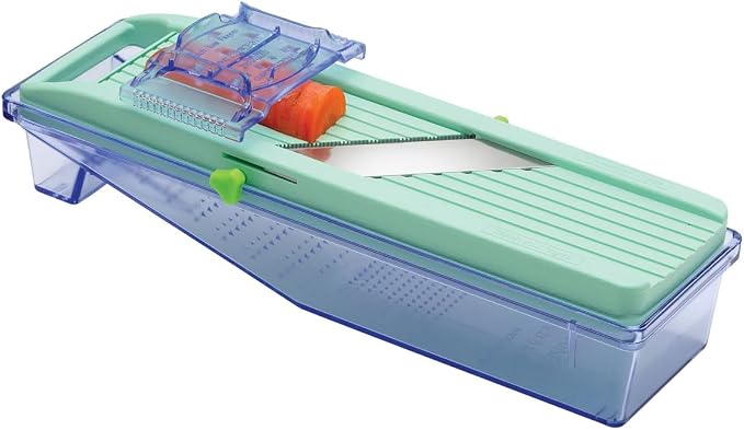 Benriner Mandoline Slicer with Collection Tray and 4 Blades, Japanese Stainless Steel, BPA Free