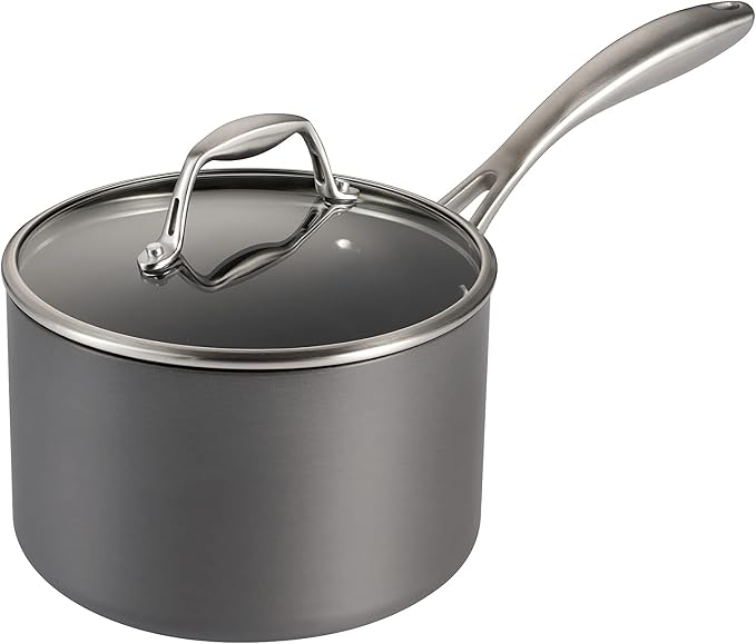 Tramontina OnyxPro Hard Anodized Non Stick 3-Quart Sauce Pan with Lid | Saucepan with Reinforced Nonstick Coating, Oven Safe