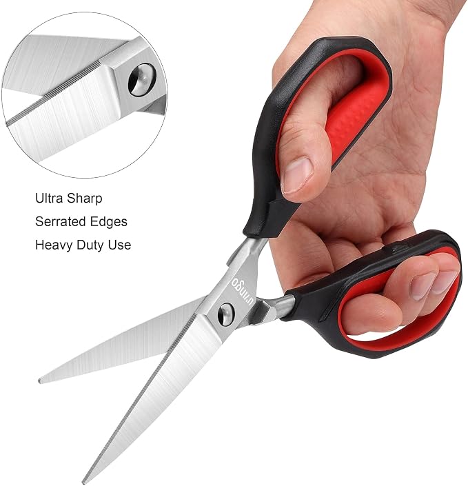 LIVINGO 8.5" Heavy Duty Kitchen Shears Stainless Steel Come Apart Scissors | Sharp Food Scissors with Forged Blade and Detachable Design for Cutting Poultry, Chicken, Meat, Bones and Vegetables Easily