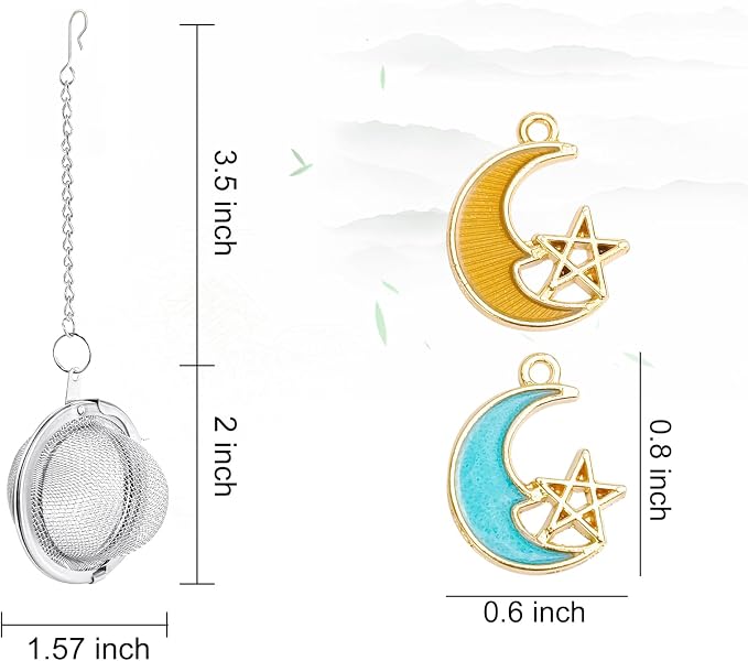 2Pcs Tea Infuser, 2.1 inch Tea Ball with Moon and Star Pendant,Tea Strainer | Stainless Steel,Tea Diffuser Tea Steeper for Filtering Tea,Tea Infusers for Loose Tea