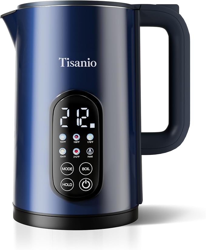 1.7L Stainless Steel Electric Kettle with Temperature Control – Blue