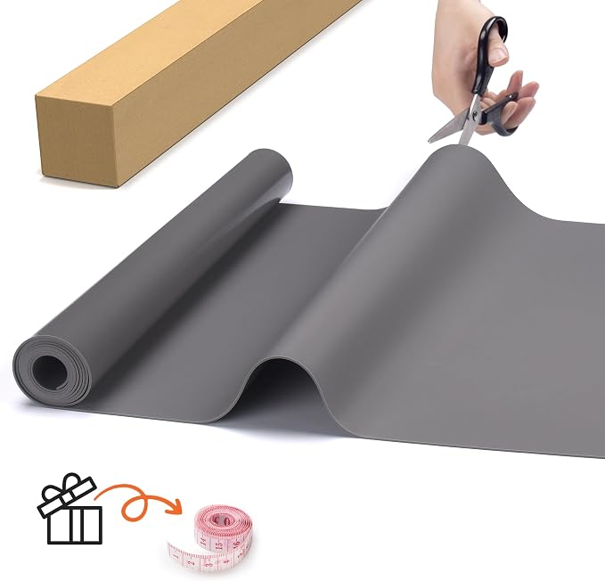 Silicone Mat Roll, Heat Resistant Kitchen Countertop Protector | 17IN X 5FT, Grey | Non-Slip Table Mat Desk Saver Pad, Multi-functional Cuttable Silicone Mats, Craft Mat