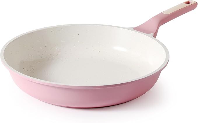 SENSARTE Nonstick Ceramic Frying Pan 11-Inch, Healthy Non Toxic Skillet, Induction Compatible Omelet Pan with Heat Resistant Handle, PFAS-Free, Pink