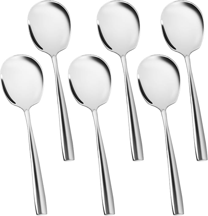 Serving Spoons Set Stainless Steel 9.14 Inch Serving Utensils for Buffet Catering Dishwasher Safe(6-pieces, Silver)