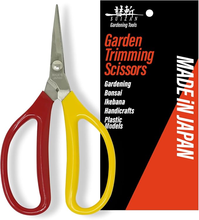 SUIZAN Trimming Scissors 6" - Japanese Garden Plant Herb Buds Flower Shears | Professional Snips for Precise Pruning Vegetables Harvest Deadheading Indoor Hydroponics Bonsai Sharp Blades Gardening Tools