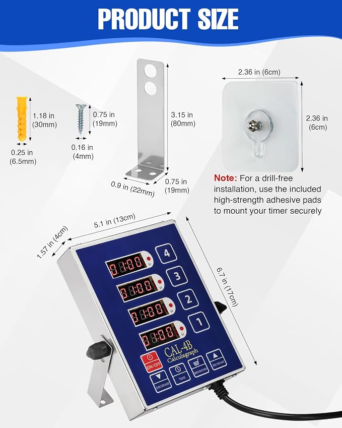 Commercial Kitchen Timer for Cooking, 4 Channel Timer Restaurant Kitchen Supplies, Heavy-Duty Timer - Stainless Steel | Digital LED Technology | Reminder Function | Loud Alarm