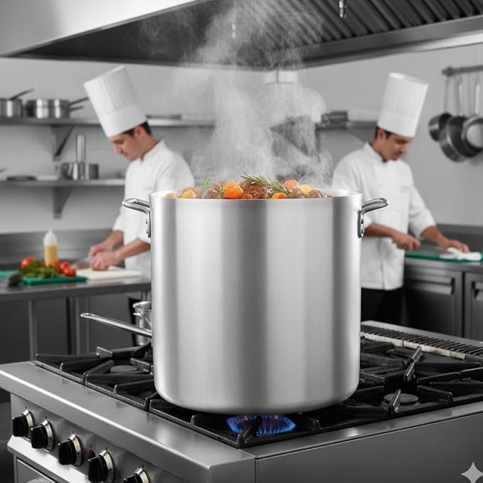 TrueCraftware- 80 qt. Aluminum Stock Pot with Riveted Handles 4mm Thickness- Multipurpose Pot Cookware Large Stockpot Stew For Cooking Simmering Soup Seafood Stock Home Kitchen Restaurant