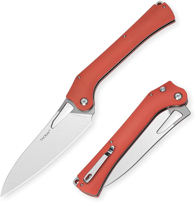 Folding Kitchen Chef Knife, 5.49" Foldable Camping Knife with 10cr15mov Stainless Steel Blade, Anti-skidding and Ergonomic Designed G10 Handle for both Indoor and Outdoor Cooking