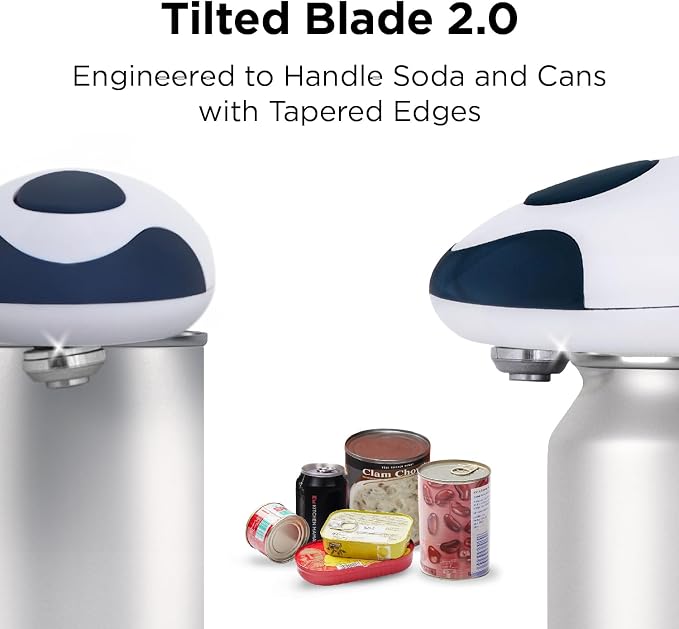 Kitchen Mama Auto 2.0 Electric Can Opener, Navy Blue | Refined Blade, Automatic Hands Free, Smooth Edge, Food-Safe, Battery Operated