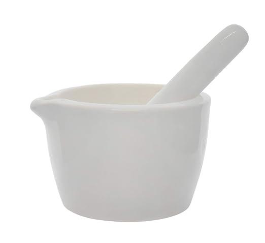 EISCO Porcelain Mortar & Pestle Set, 5oz (150ml) - Heavy Duty - Unglazed Grinding Surface - Excellent for Kitchen or Laboratory - Grinds Powdered Chemicals, Herbs, Spices, Pills - White