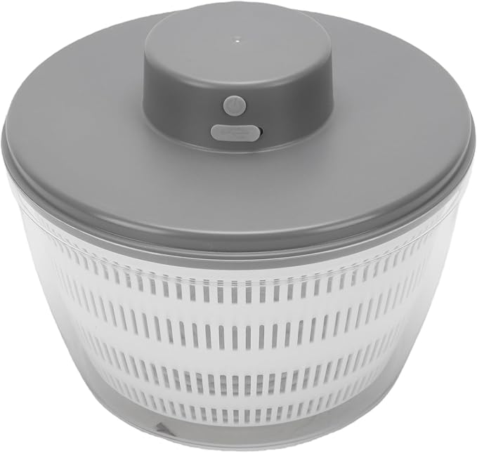 Fockety Salad Spinner, USB Rechargeable Vegetables Washer Dryer Fruit Washing Bowl Automatic Compact Manual Vegetable Dryer for Washing, Spinning, and Draining (Gray)