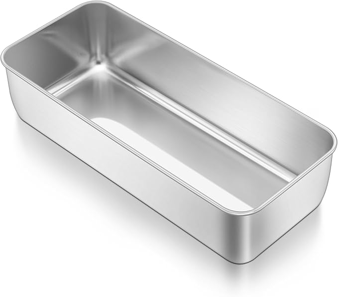 TeamFar Loaf Pan, 12 x 5 Inch Stainless Steel Loaf Pans for Baking Bread | Large Bread Loaf Baking Pan for Homemade Bread, Meatloaf, Cake, Brownies, Non-Toxic, Heavy-duty, Oven & Dishwasher Safe
