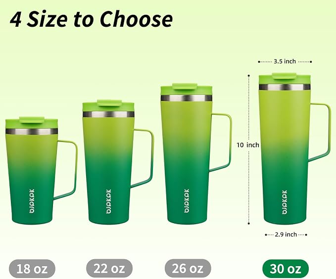 BJPKPK 30oz Insulated Tumbler with Handle, Lid & Straw, Stainless Steel | Double Wall Vacuum Insulated Coffee Travel Mug - Keeps Cold & Hot, BPA Free, Cupholder Fit for Office, Gym & Travel