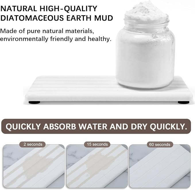 3PCS Stone Drying Tray, Stones Soap Trays, Water Absorbing Stone Tray for Sink, Fast Dry Diatomite Stones Mat, Used for Hand Soaps,Sponge,Toothbrush Holder in Bathroom Counter and Kitchen Sinks