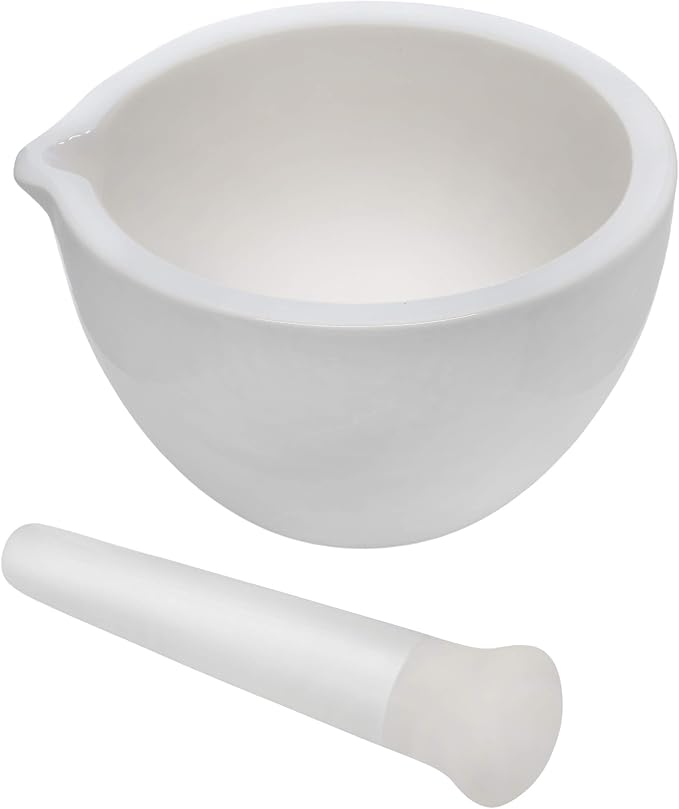 EISCO Porcelain Mortar & Pestle Set, 50oz (1500ml) - Unglazed Grinding Surface - Excellent for Kitchen or Laboratory - Grinds Powdered Chemicals, Herbs & Spices - Pill Crusher - White Labs