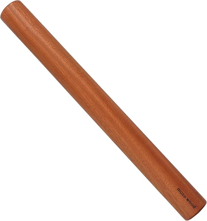muso wood Sapele Dowel Rolling Pin for Baking | Tapered Design, 17.5 inch, Ideal for Fondant, Pie Crust, Cookies & Pastry Making