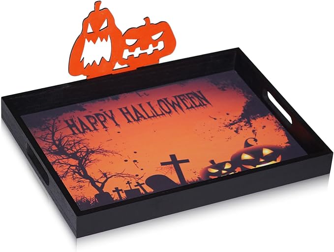 Krismax Halloween Decorations Decorative Serving Trays and Platters Pumpkin Tray - Snacks Bowl Candy Dish - for Breakfast, Lunch, Dinner, Appetizers - Food Tray
