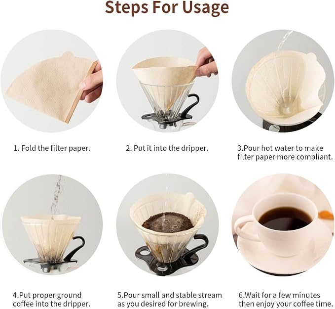 Clinuse Cone Coffee Filters #2, 300 Count Unbleached Size 02 Coffee Filter, Disposable Natural Paper Filters 2-4 Cup, 02 Cone Filters for Pour Over and Drip Coffee Maker
