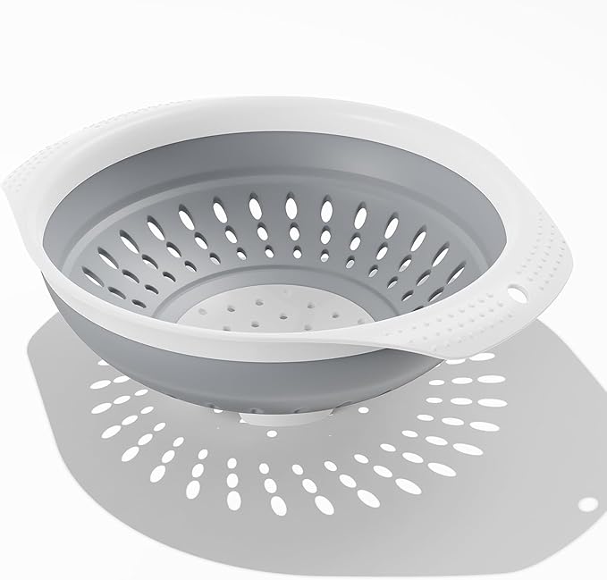 5 Quart Premium Collapsible Colander with Reinforced Handles | BPA-Free Silicone Folding Strainer, Space-Saving Modern Kitchen Drainer for Pasta, Produce & Everyday Cooking
