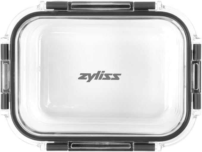 Zyliss E981064 640ml Glass Container, Shatter Resistant Glass, Airtight Food Storage Box with Sealable Lid, Microwave Safe, BPA Free, Freezer Safe, Fridge Storage, Food Container, 7.17"x2.44"x5.35"