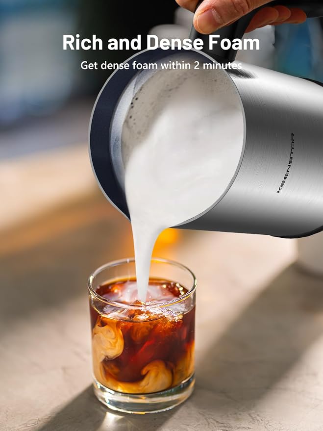 Milk Frother and Steamer, 4-in-1 Electric Automatic Milk Frother Hot & Cold | Stainless Steel, Temperature Safety Controls, 500W Fast Frothing, Warm or Cold Foam Maker, Large Capacity for Cappuccino