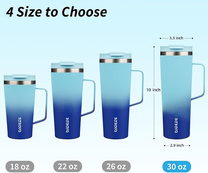 BJPKPK 30oz Insulated Tumbler with Handle, Lid & Straw, Stainless Steel | Double Wall Vacuum Insulated Coffee Travel Mug - Keeps Cold & Hot, BPA Free, Cupholder Fit for Office, Gym & Travel