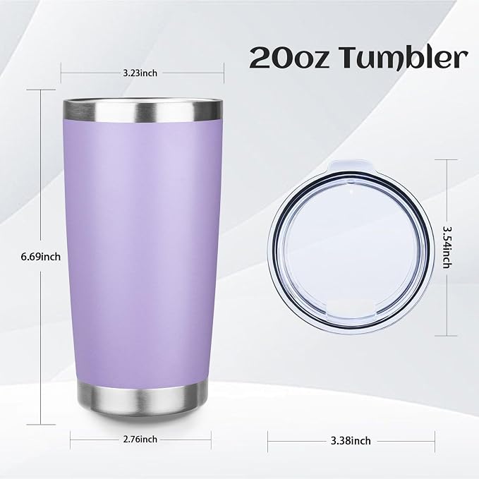 StarSpeed 20oz Stainless Steel Travel Coffee Tumbler,Light Purple | Travel Coffee Mug,Spill-proof Lid,Double Wall,BPA-free Travel Cups,Insulated Cup Fits Car Cupholders