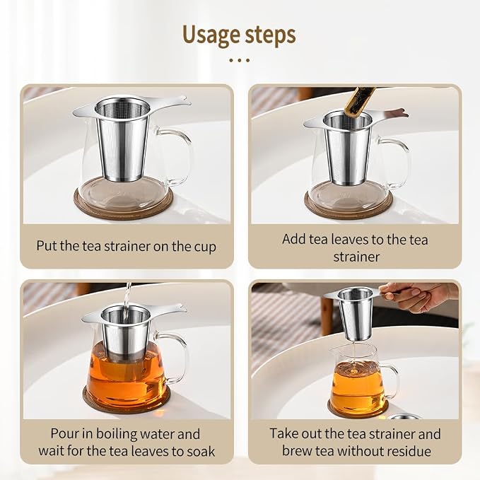 2PCS Tea Infuser for Loose Leaf Tea, BOMANSI BOMS Loose Leaf Tea Steeper Strainer with Double Handles, Extra Fine Mesh Ball Infusers, Diffuser Holder Filter for Mugs, Tea Strainers for Loose Tea