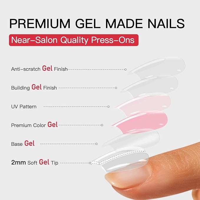 CurvLife Square Square Press On Nails, Green Christmas Green,Soft Gel | 32PCS, 16 Sizes, Salon-Quality Natural Fake Nails, Curved Fit, 7-14 Day Glue-On Wear, Reusable Stick-On Nails, Press-On Kit