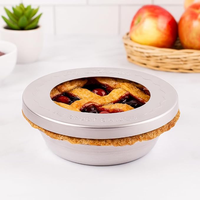 Mrs. Anderson's Baking Individual Pie Crust Protector Shields, Set Of 4, For Mini Pies And Pot Pies, Fits Up To 5-Inch Pie Plates, Prevents Over-Browning And Spills