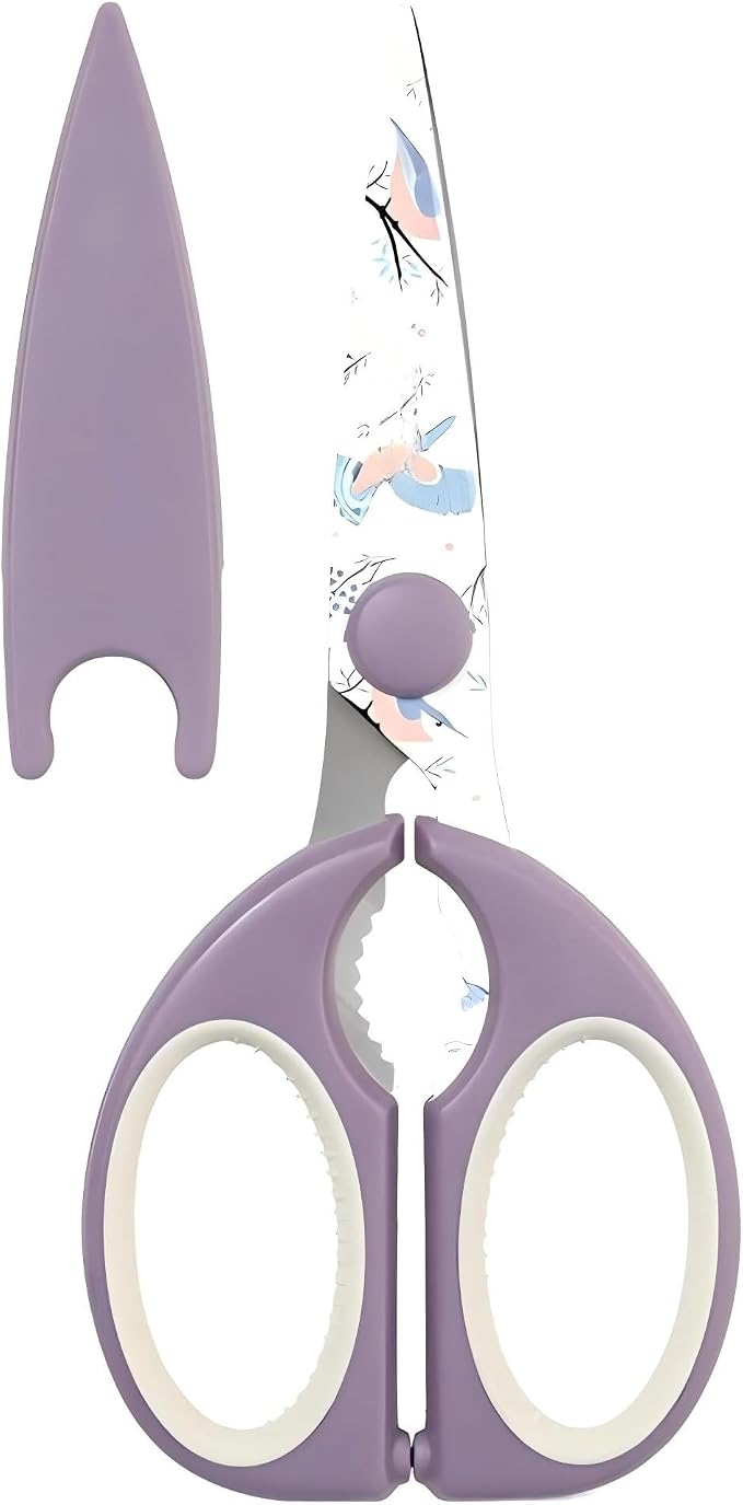 Kitchen Scissors All Purpose, ARCHIKING Kitchen Shears with Protective Sheath, Ultra Sharp Multipurpose Poultry Scissors for Chicken, Meat, Fish & Vegetables (Purple)