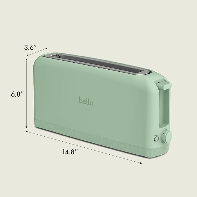 bella Fits-Anywhere™ 2-Slice Slim Toaster, Long Slot & Extra Wide, Seaglass