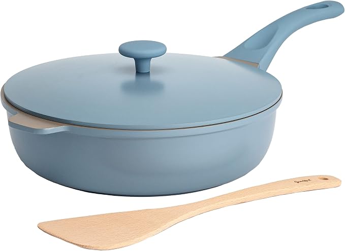 Goodful All-in-One Pan, Multilayer Nonstick Cookware Set, High-Performance Construction, Multipurpose Design Replaces Multiple Pots and Pans, Dishwasher Safe, 11-Inch, 4.4-Quart Capacity, Blue Mist