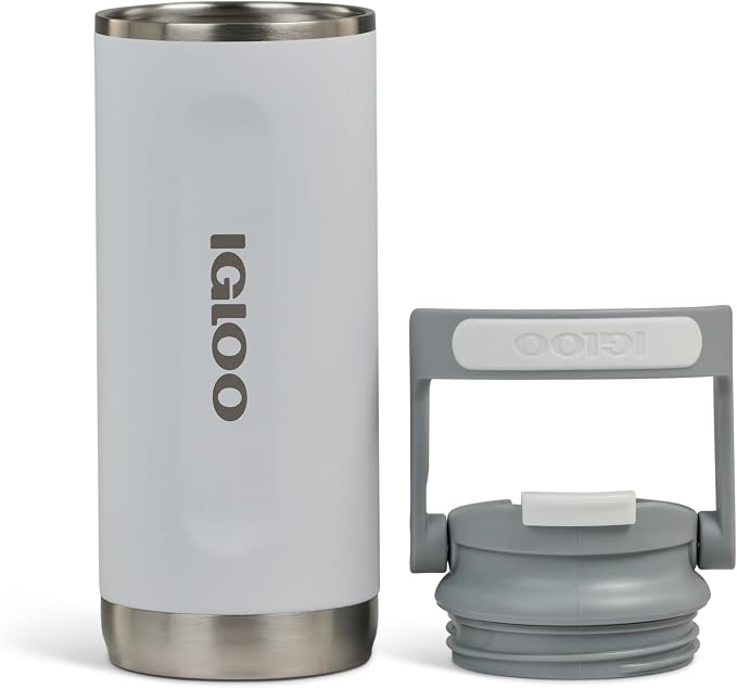 Igloo, 16 oz FlipNSip Tumbler, Reusable Travel Mug, Stainless Steel Insulated Hydration Cup for Hot & Cold Beverages, White