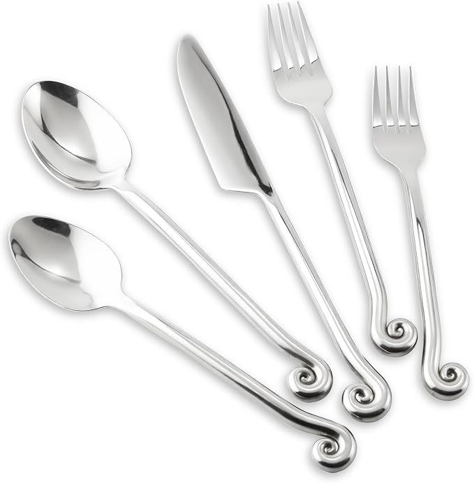 Silverware Set Combo with Musical Note Tail Design Service for 12 | 60-Piece 18/10 Stainless Steel Flatware, Knife Fork Spoon Cutlery Set, Daily Use Wedding Housewarming Gift, Dishwasher Safe