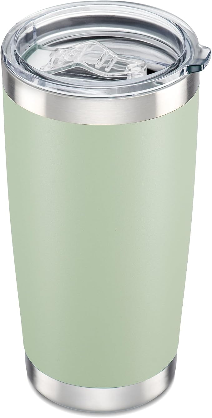 20 oz Tumbler with Lid Stainless Steel Insulated Tumblers Cups Travel Mug | Double Wall Vacuum, Powder Coated, Keep Drinks Cold and Hot, Waterproof Lid, Fit of Car Cup Holders, Sagebrush Green