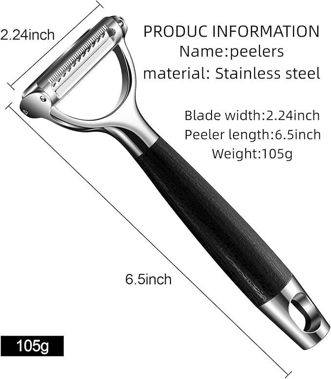 2-in-1 Julienne Peeler Vegetable Peeler for Kitchen | Versatility:Peeling and Shredding, Great for home cooks looking to make vegetable noodles, salad toppings or garnishes