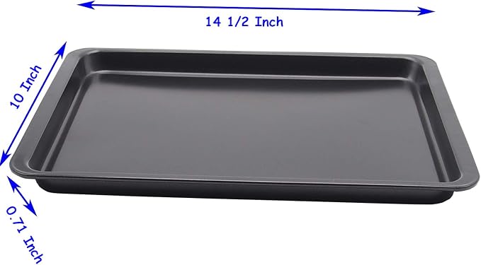 2PCS Cookie Sheet 10x14.5 Inch (Inner 9x13) Baking Sheet Nonstick Heavy Carbon Steel Baking Pans Bakeware | Nonstick, Heavy Carbon Steel, Inner size 9x13", Food Tray, Toaster Oven Pans, 1/4 Sheet Pan, Easy Clean, Reheat Food