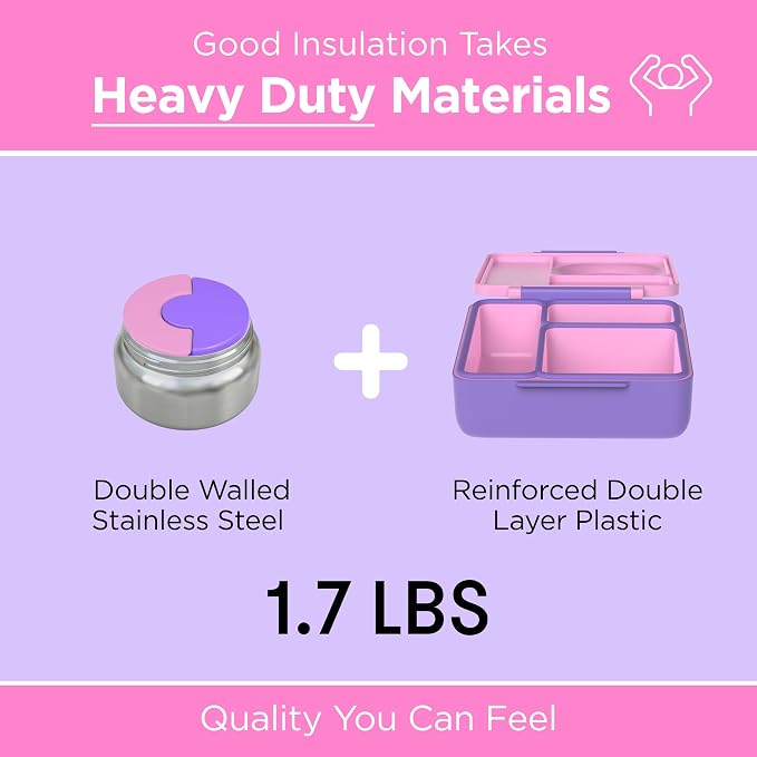 Omie OmieBox Kids Insulated Bento Box, Unicorn Pink