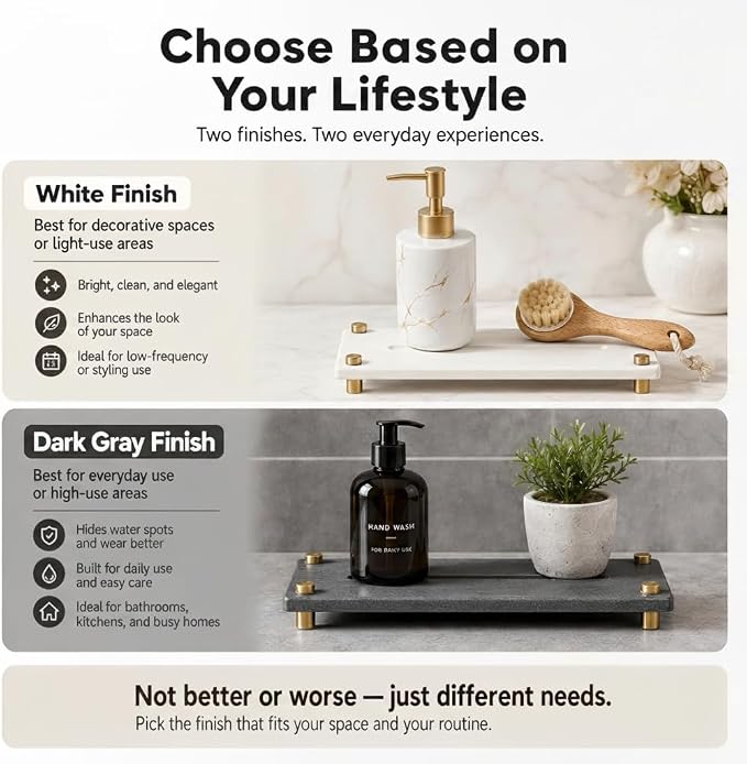 Water Absorbing Stone Sink Caddy Kitchen Sink Organizer Tray, Diatomite Bathroom Counter Tray, Gold Faucet Drying Mat Coaster Soap Dish Rack Riser Dispenser Sponge Holder, White 10" x 4"