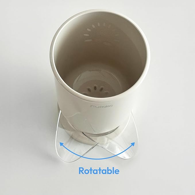 Self-Draining Utensil Drying Holder - Beige | Small Utensil Cutlery Flatware Silverware Holder Drainer Cup for Kitchen Counter