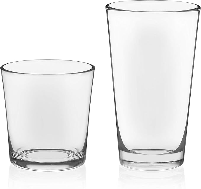 Libbey Preston Tumbler & Rocks Drinking Glasses Set of 16, All-Purpose Cups | 16 oz and 13 oz Capacities for Water, Juice, Cocktails, and More with Wide Mouths and Dishwasher-Safe Cleanup