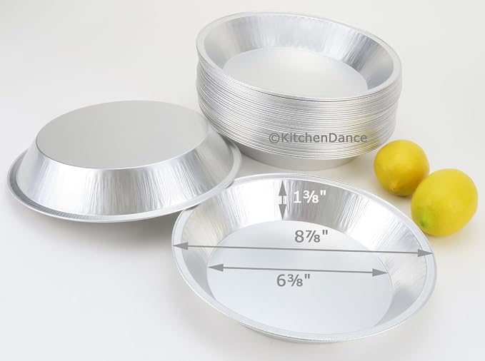 KitchenDance Disposable aluminum foil Pie Pan - 9 Inches Heavy Duty Reusable Aluminum Foil Pie Pan Perfect for Baking, Cooking, Food Preparing, Oven Safe Foil baking Pan, #509, Pack of 200