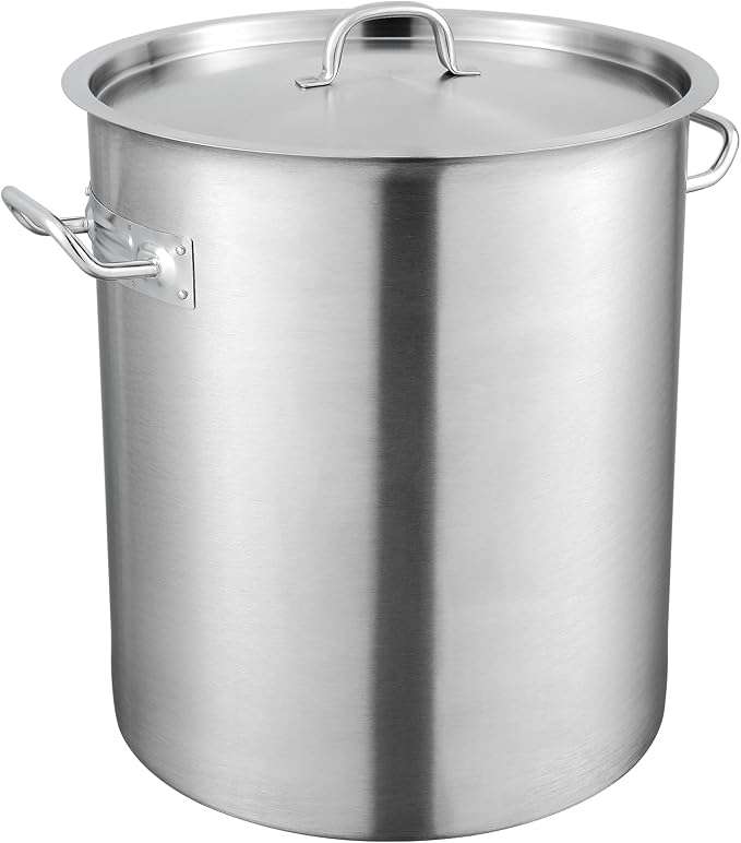 VEVOR 18/8 Stainless Steel Stockpot, 42QT Large Cooking Pots, Multipurpose Cookware Sauce Pot with Composite Base, Heavy Duty Commercial Grade Stock Pot, Sanding Treatment, for Large Groups Events