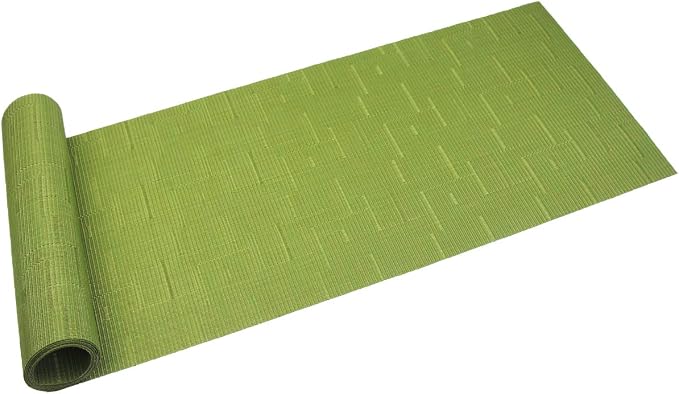 Placemat Matching with Table Runner,Cross-Weave Heat Resistant Placemat Washable Table Mats Sets(6pcs Placemats + 1 Table Runner, Sage Green)
