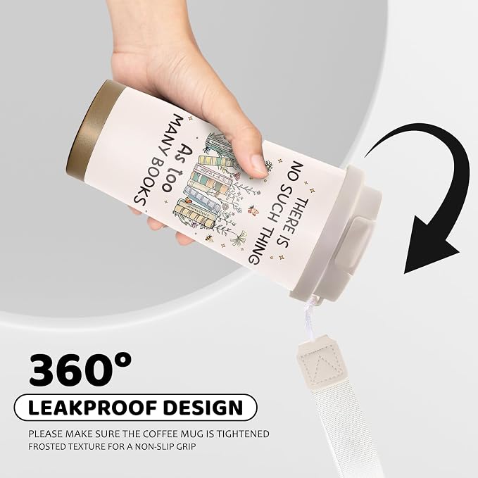 Book Lovers Tumbler Stainless Steel 2-in-1 Lid Coffee Tumbler 18 oz Readers Gift Insulated Travel Coffee Mug Book Lovers Gift Reading Accessories Water Bottle for Women Men