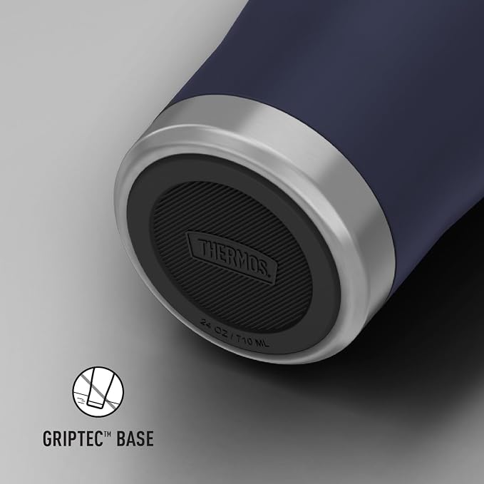 THERMOS Icon Series 24oz Stainless Steel Tumbler with Slide Lock Lid, Leakproof, Fits Cupholder, Dishwasher Safe, Griptec™ Non‑Slip Base, Keeps Drinks Hot 6 Hrs/Cold 22 Hrs, Mystic Navy